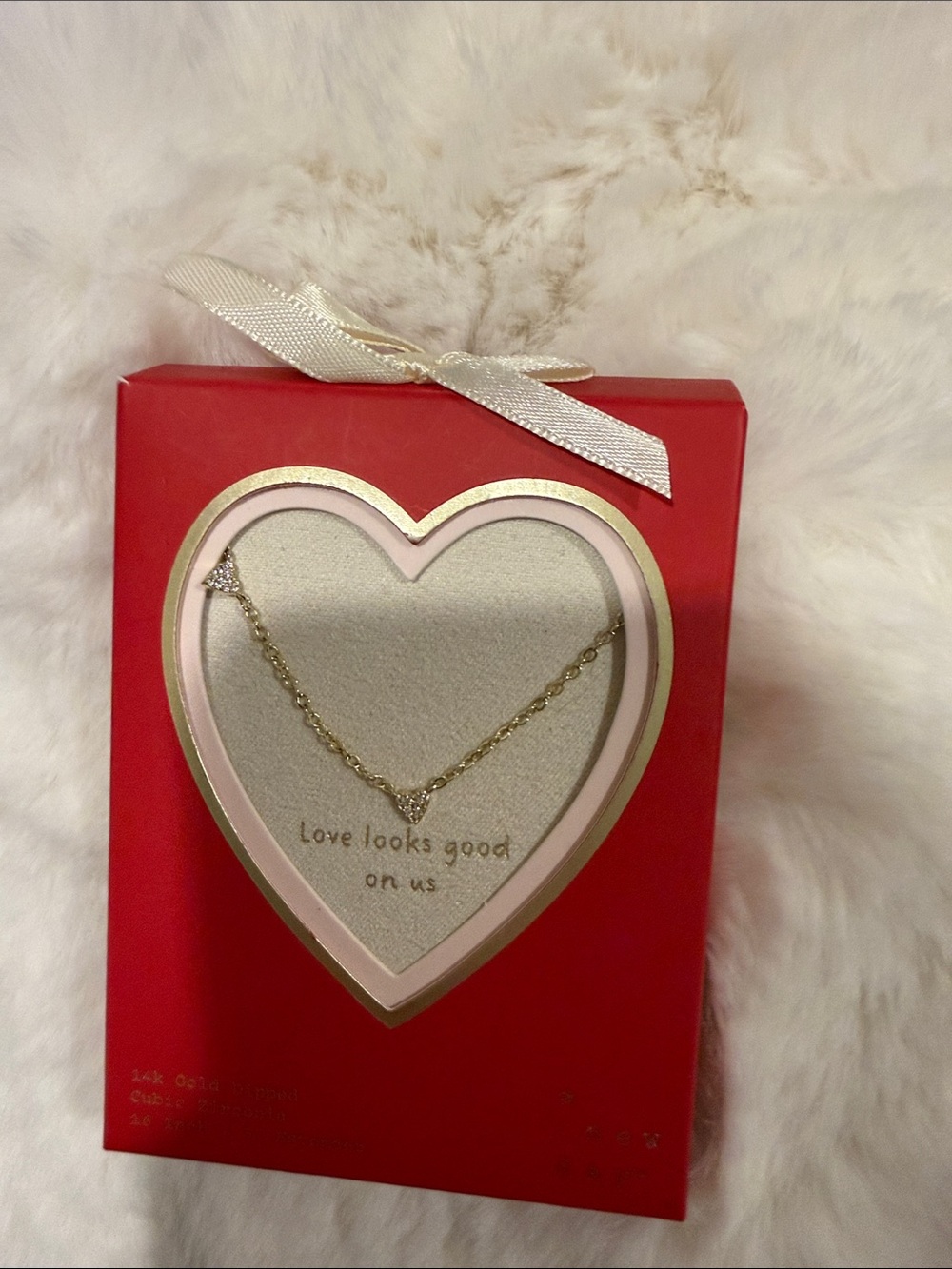 a new day Gold Arrow Heart Necklace with Red Gift Box